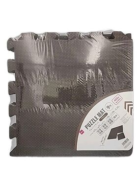 Daiso Brown Puzzle Mat / joint mat), a set of 9 interlocking foam floor tiles.